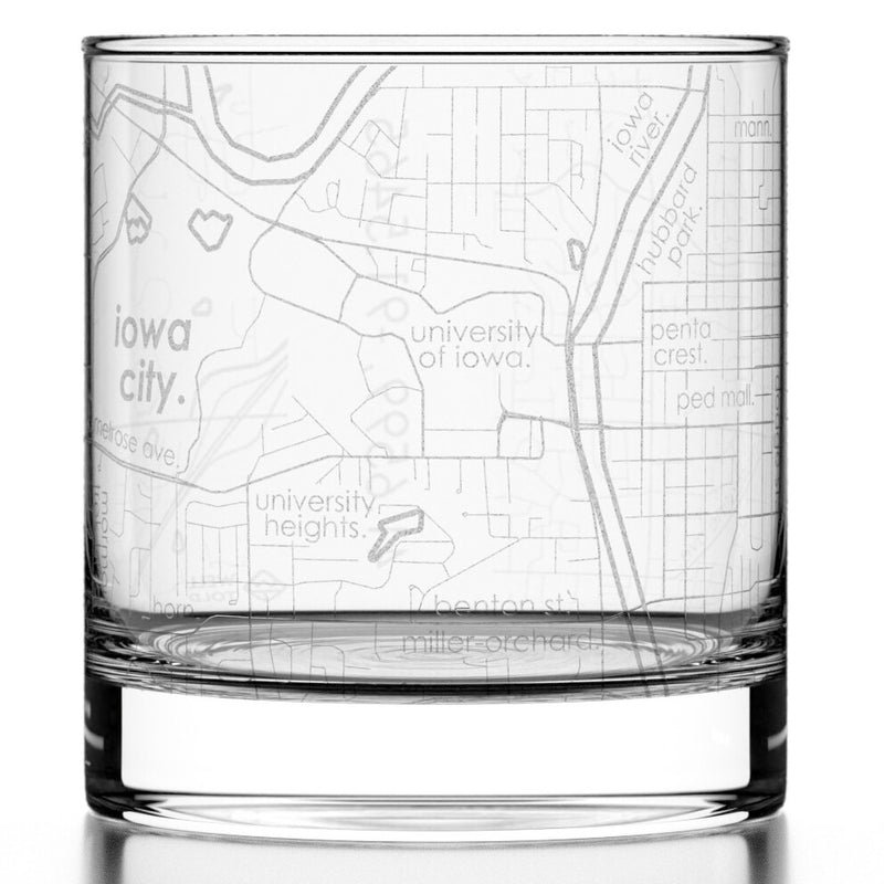 Iowa City Map Rocks Glass