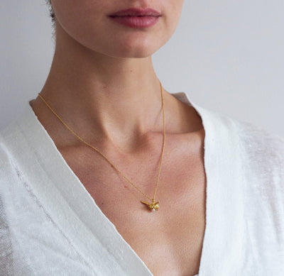 Flying Bee with Pearl Necklace by Alex Monroe Jewellery