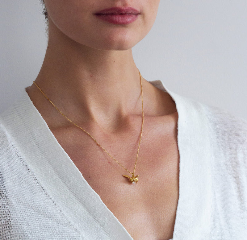 Flying Bee with Pearl Necklace by Alex Monroe Jewellery