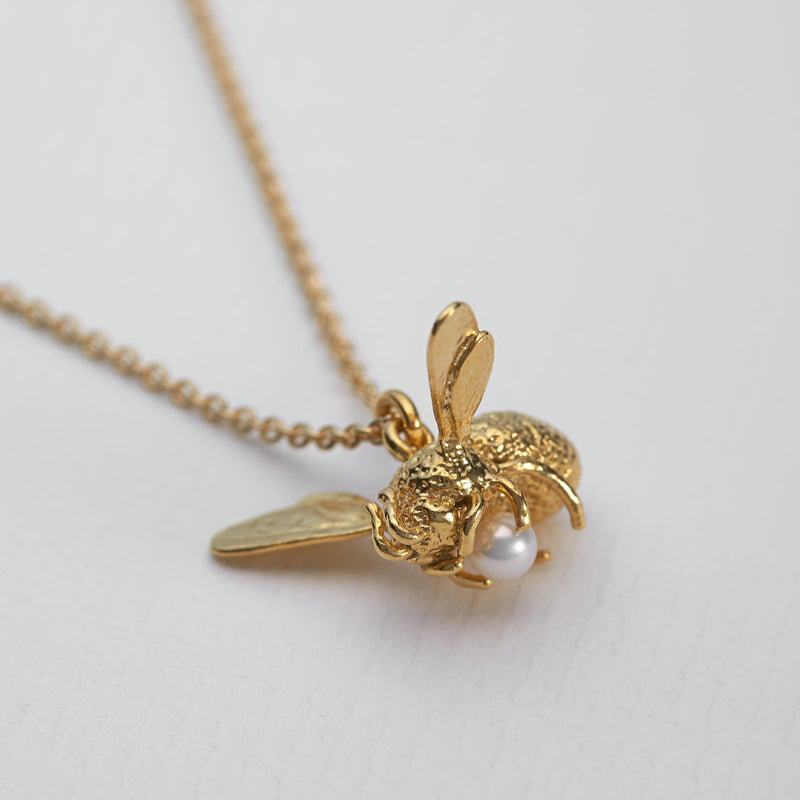Flying Bee with Pearl Necklace by Alex Monroe Jewellery