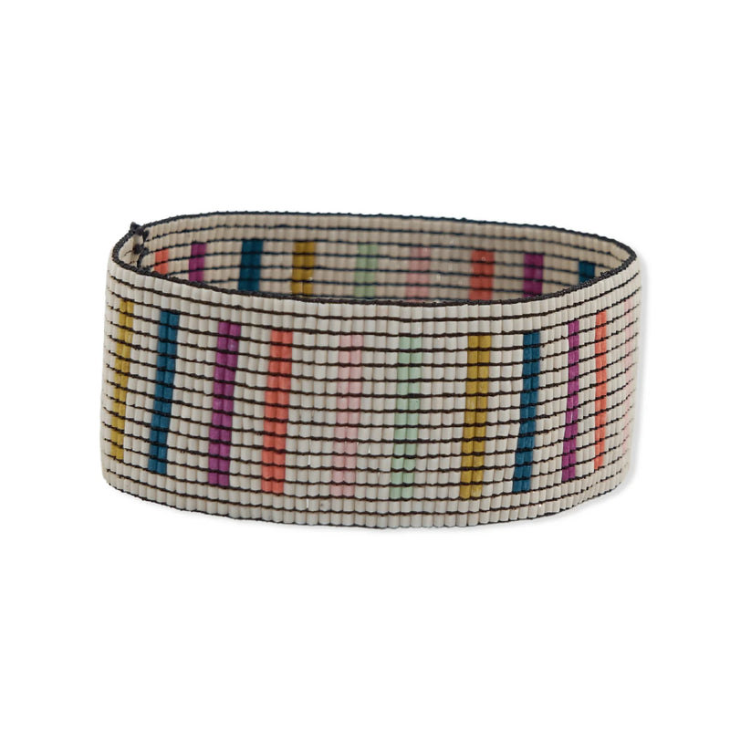 Vertical Lines Beaded Stretch Bracelet in Rainbow