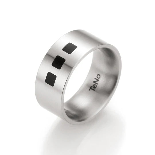 TeNo Stainless Steel Ring/Black Ceramic Inlay