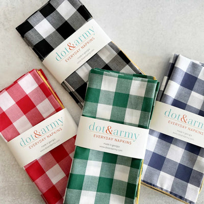 Gingham Red Check Cloth Napkins, set of four