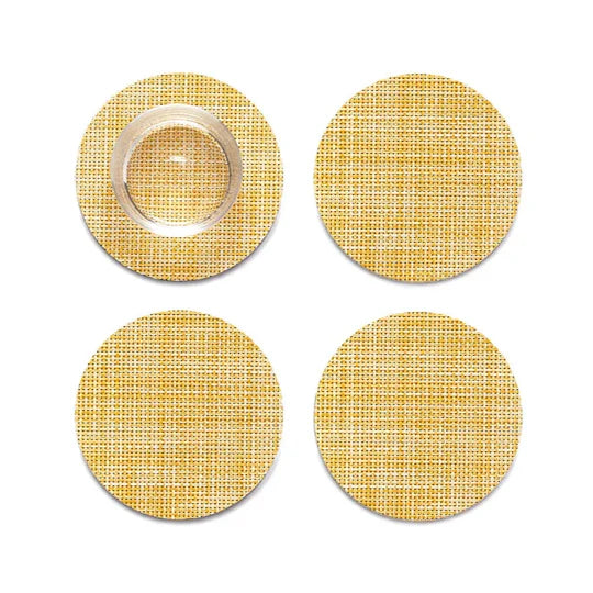 Set of 4 Mini Basketweave Coasters in Ochre
