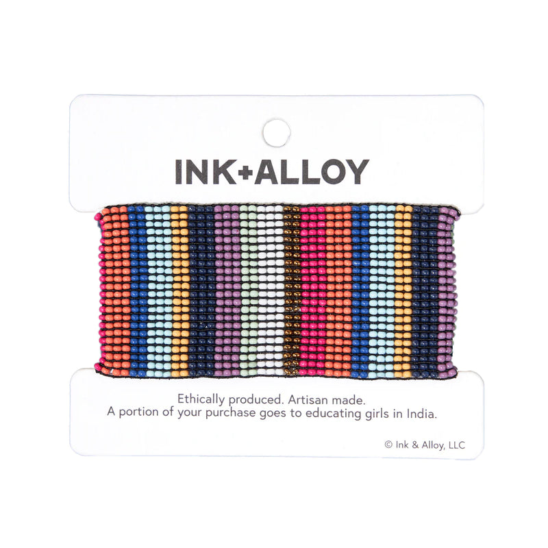 Vertical Stripe Beaded Stretch Bracelet in Multicolor