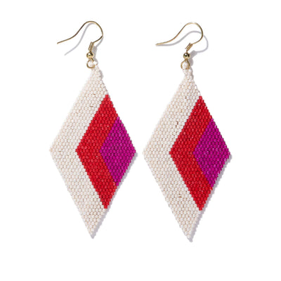 Angles Beaded Earrings in Magenta