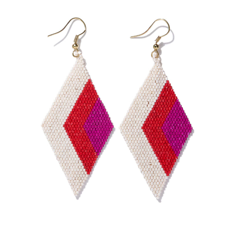 Angles Beaded Earrings in Magenta