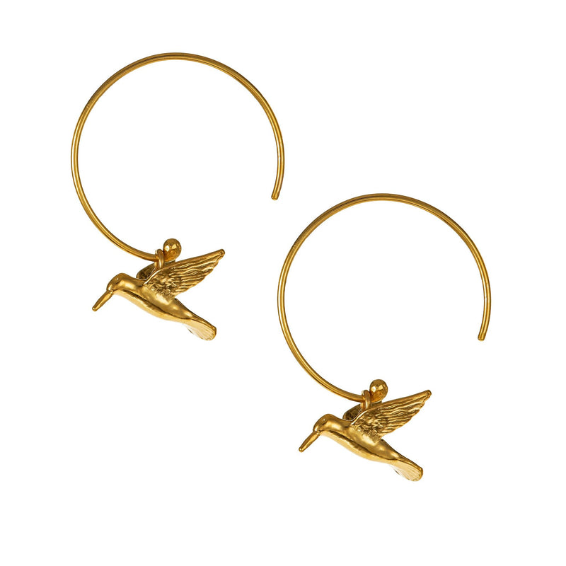 Hummingbird Hoop Earrings by Alex Monroe Jewellery