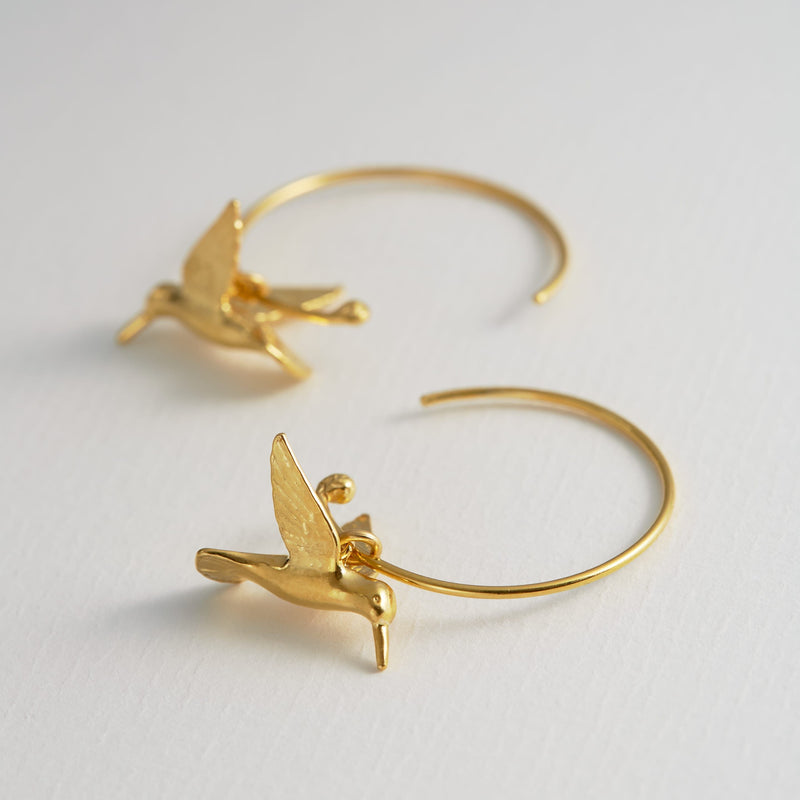 Hummingbird Hoop Earrings by Alex Monroe Jewellery