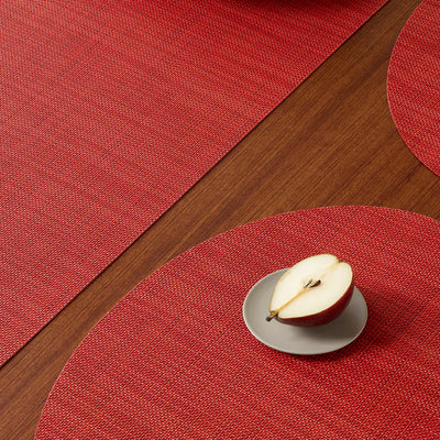 Mini Basketweave Round Placemat, Scarlet
