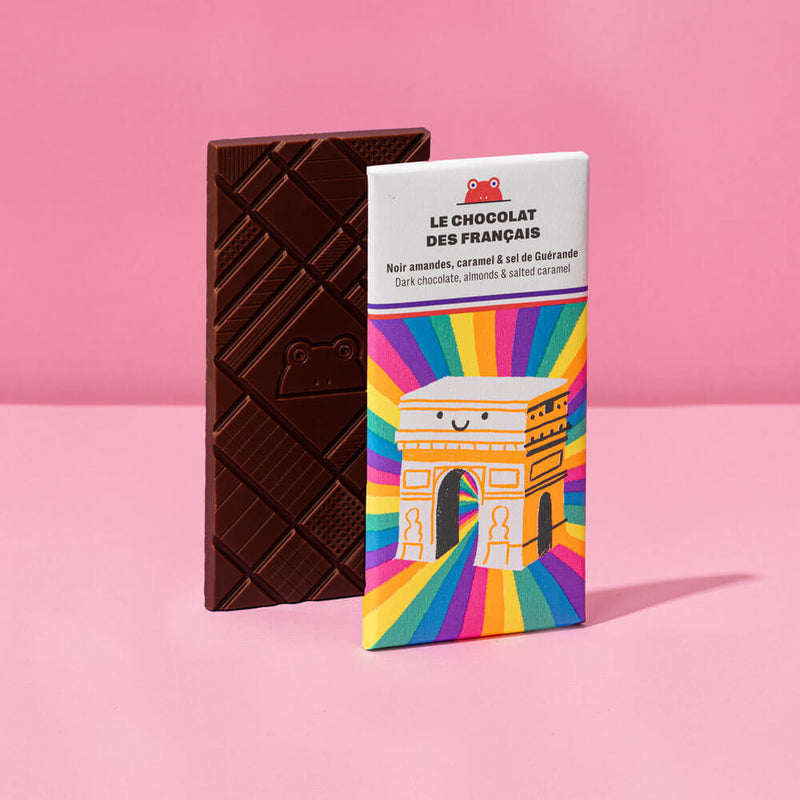 Arc de Triomphe Dark Chocolate, Almond, Salted Caramel Bar