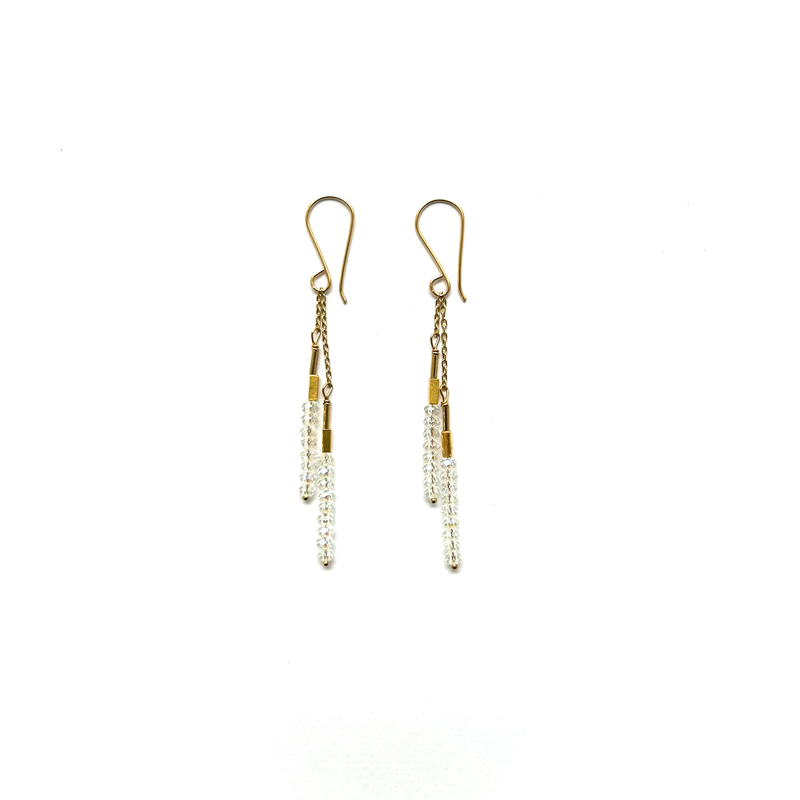 Clear Quartz and Gold Vermeil Stick - Earrings