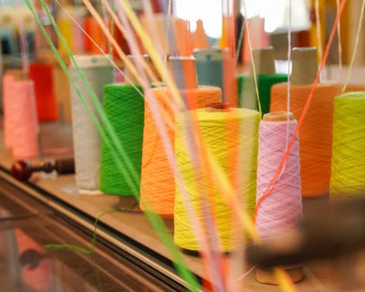 Mosaic Fingerless Gloves in Lime + Cobalt