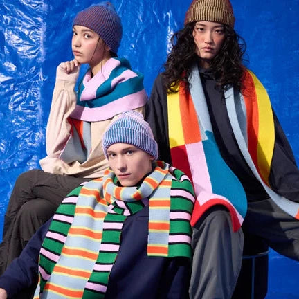 Mosaic Fingerless Gloves in Lime + Cobalt