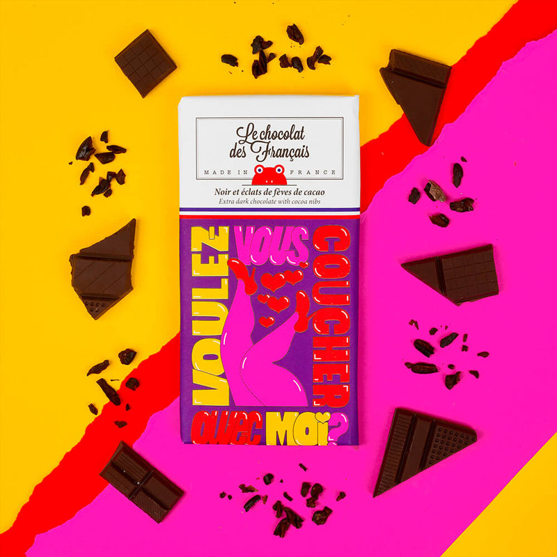 Le Chocolat Des Français: Extra dark chocolate with cacoa nibs