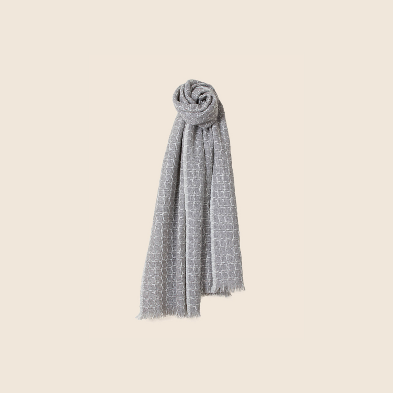 Grid Cashmere Scarf - Smoke Grey
