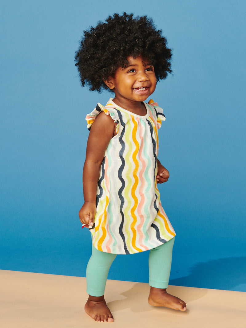 Rainbow Ruffle Shoulder Baby Dress