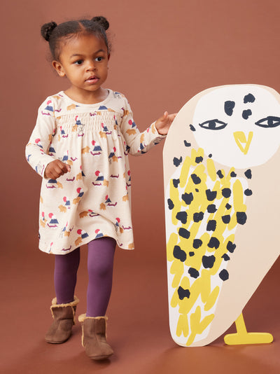 Printed Smocked Baby Dress, Mt Fuji Scene
