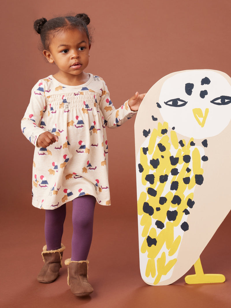 Printed Smocked Baby Dress, Mt Fuji Scene