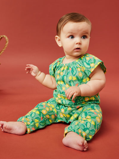 Flutter Sleeve Baby Romper, Cactus Floral