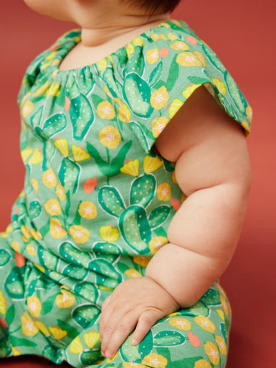 Flutter Sleeve Baby Romper, Cactus Floral