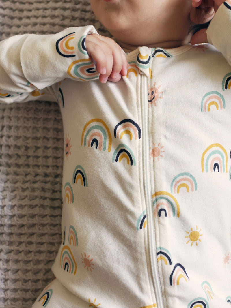 Footed Zip Front Baby Romper, All Sunshine & Rainbows
