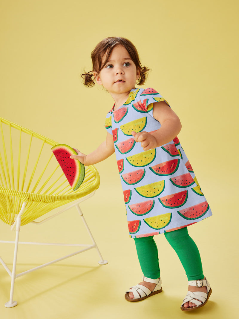 Petal Sleeve Baby Dress, Painted Watermelon