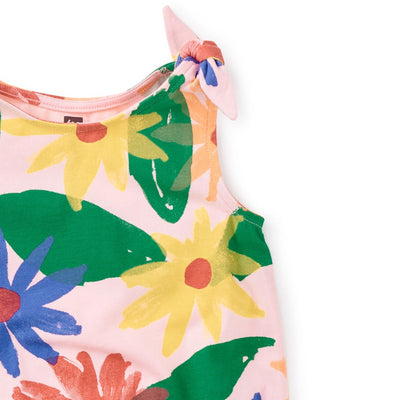 Tie Shoulder Baby Romper in Mexican Sunflowers