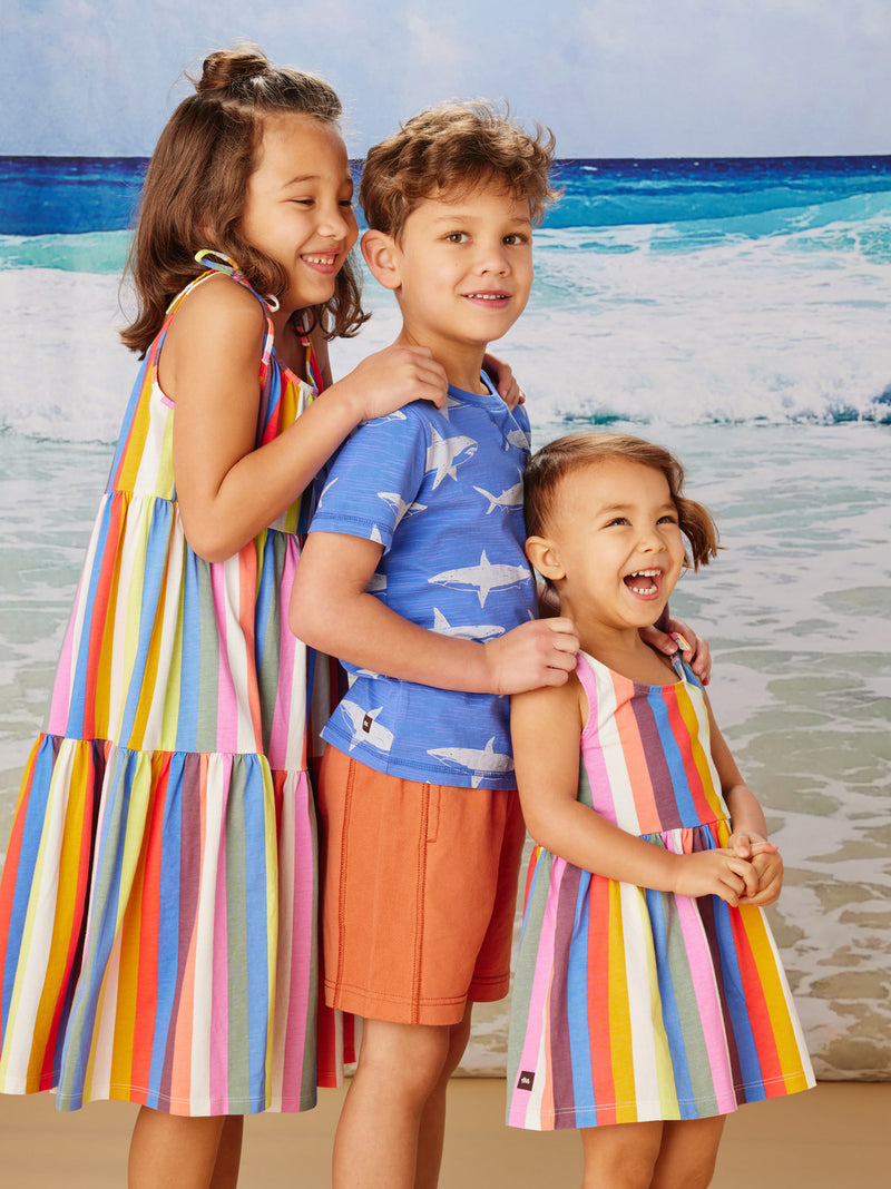 Tie Shoulder Baby Dress, Lisbon Stripe