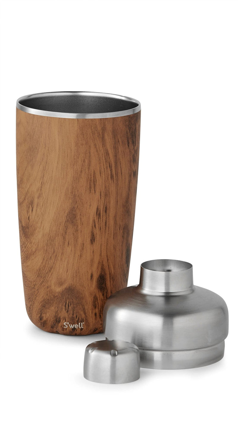 Swell Shaker Set with Jigger, Teakwood