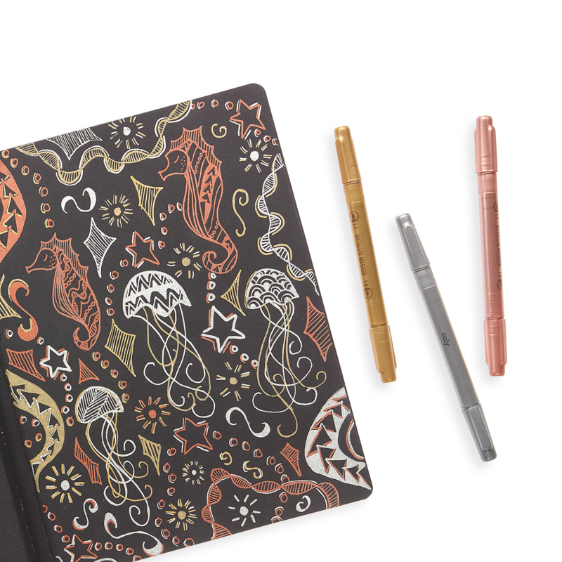Modern Trio Dual Tip Metallic Markers
