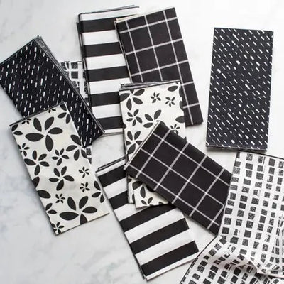 Color Block Everyday Cloth Napkins, B&W, Set of 8