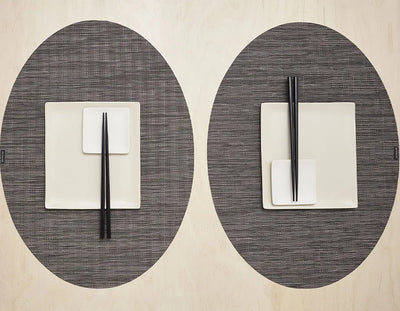 Oval Placemat - Bamboo in Gray Flannel