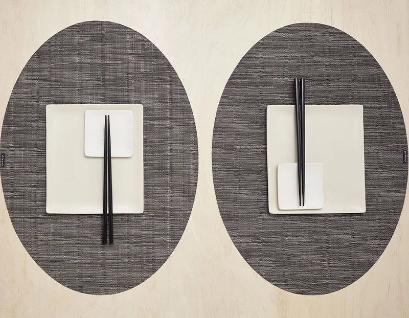Oval Placemat - Bamboo in Gray Flannel
