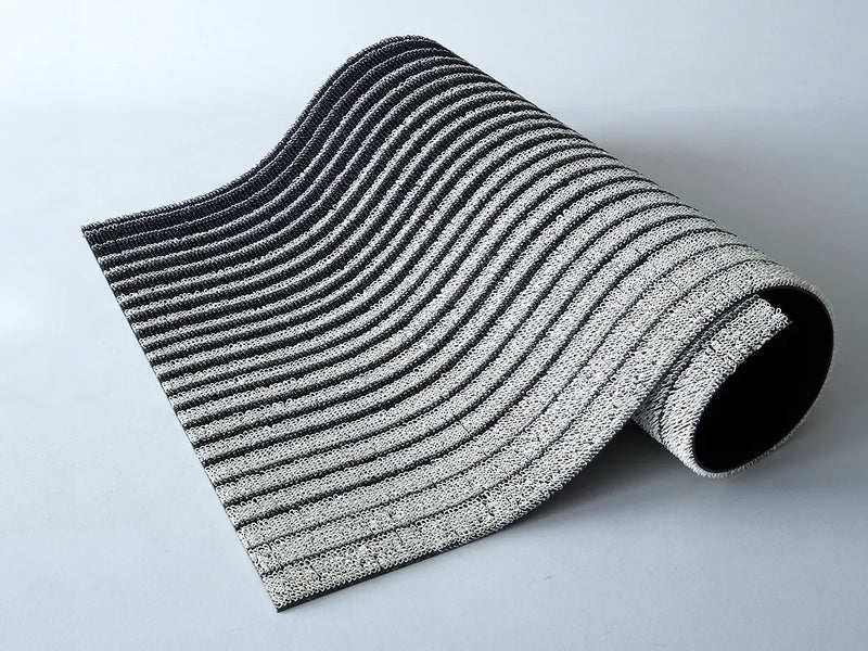Domino Shag Floor Mat in Black and White