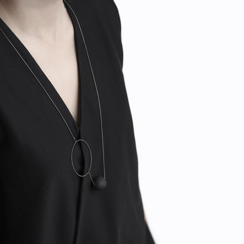 Halo and Orb Necklace, Black + Dijon