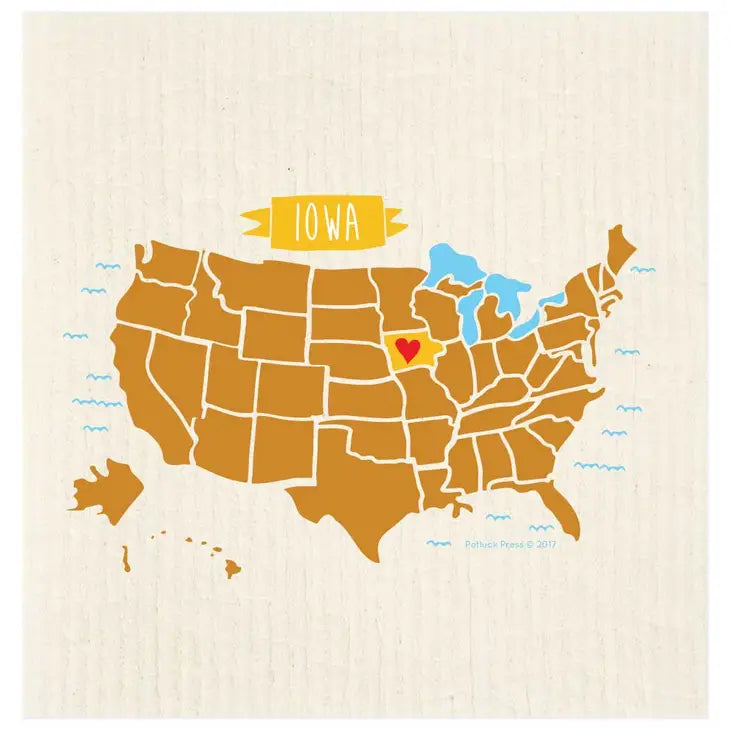 Swedish Dishcloth, Iowa State Map
