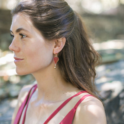 Red Geranium Beaded Drop Earrings