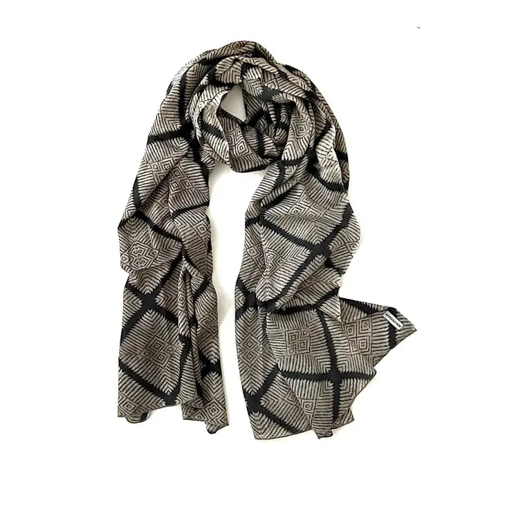 Wool Silk Stole, Phulkari Design
