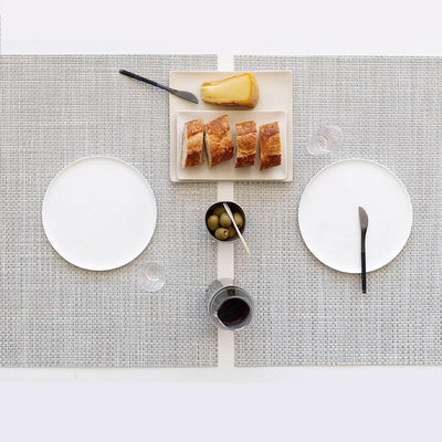 Placemat - Basketweave in White/Silver