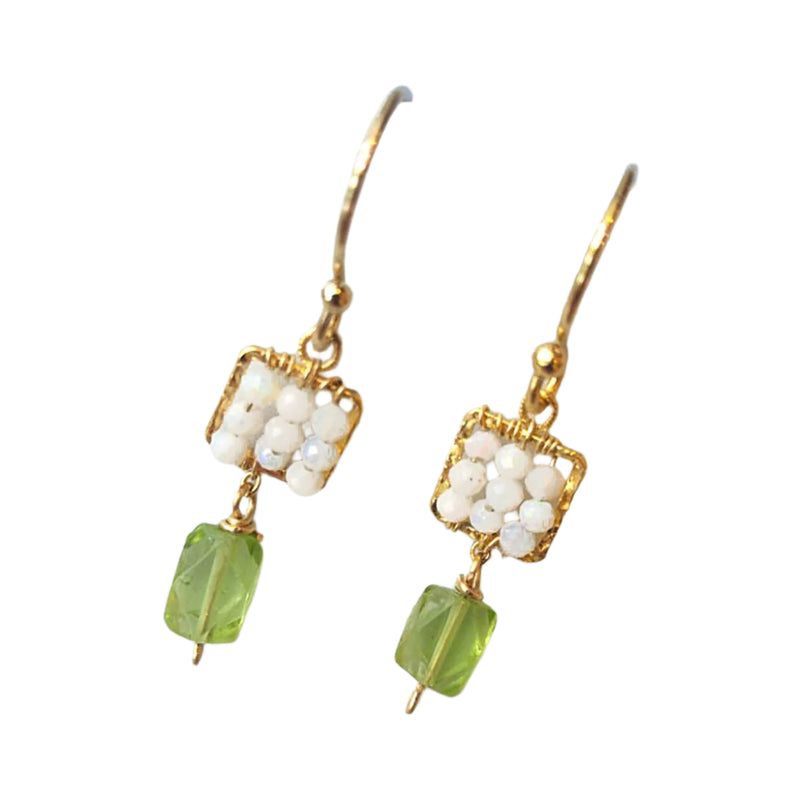Opal + Peridot Box Earrings