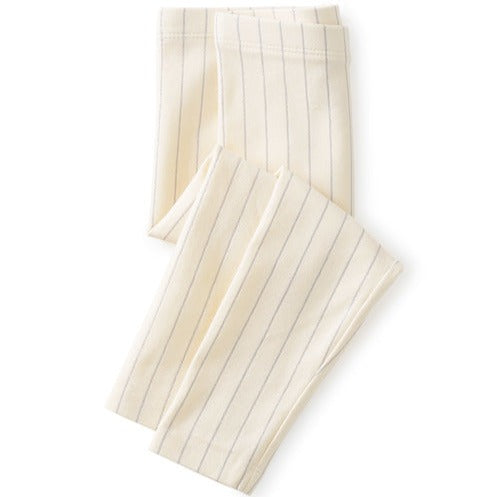 Metallic Striped Baby Leggings in Chalk