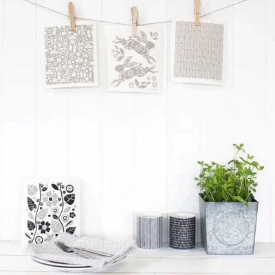 Swedish Dishcloth, Black Garden