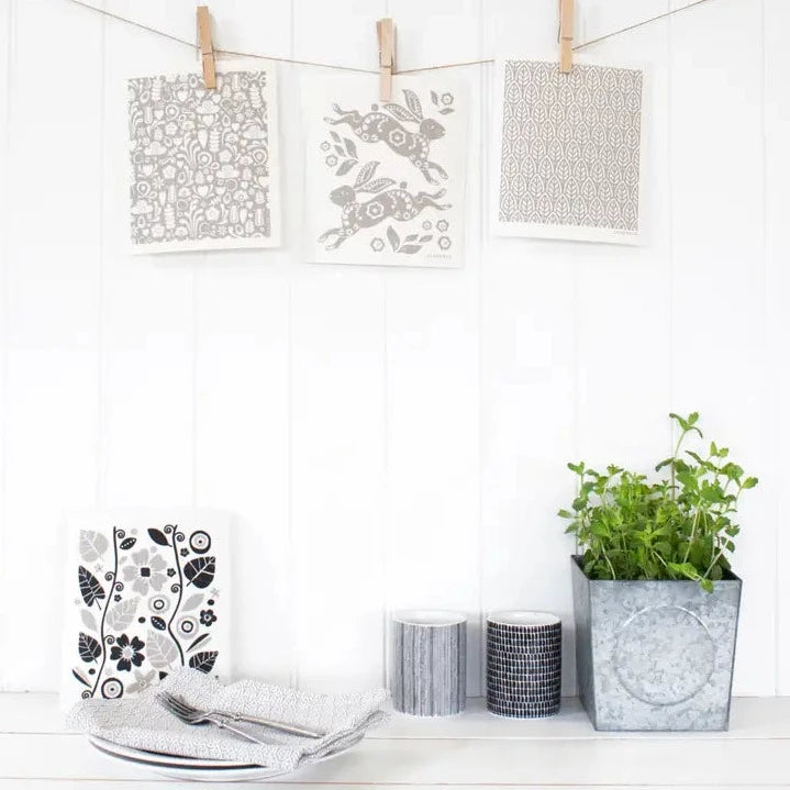 Swedish Dishcloth, Black Garden