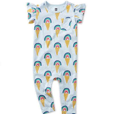 Ruffle Sleeve Baby Romper in Rainbow