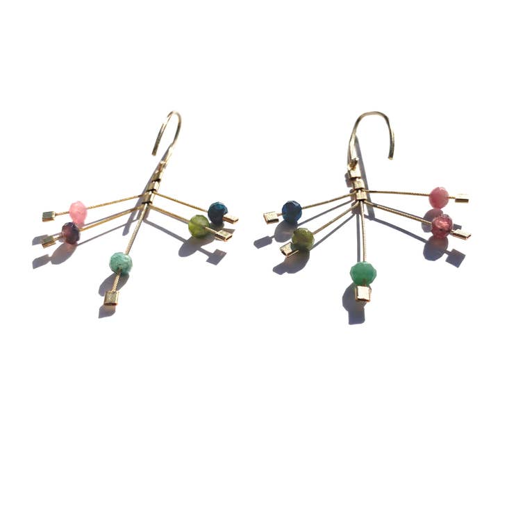 Meghan Patrice Riley, Fire Hook Earrings with Rainbow Tourmaline