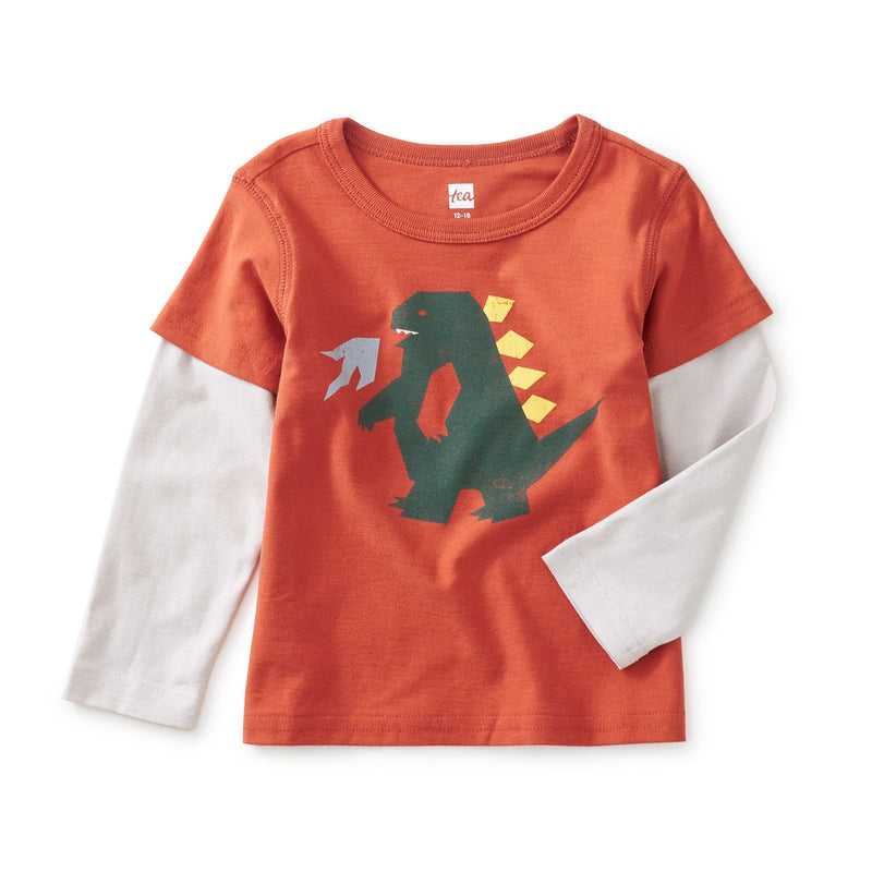 Dino Destroyer Baby Graphic Tee, Copper