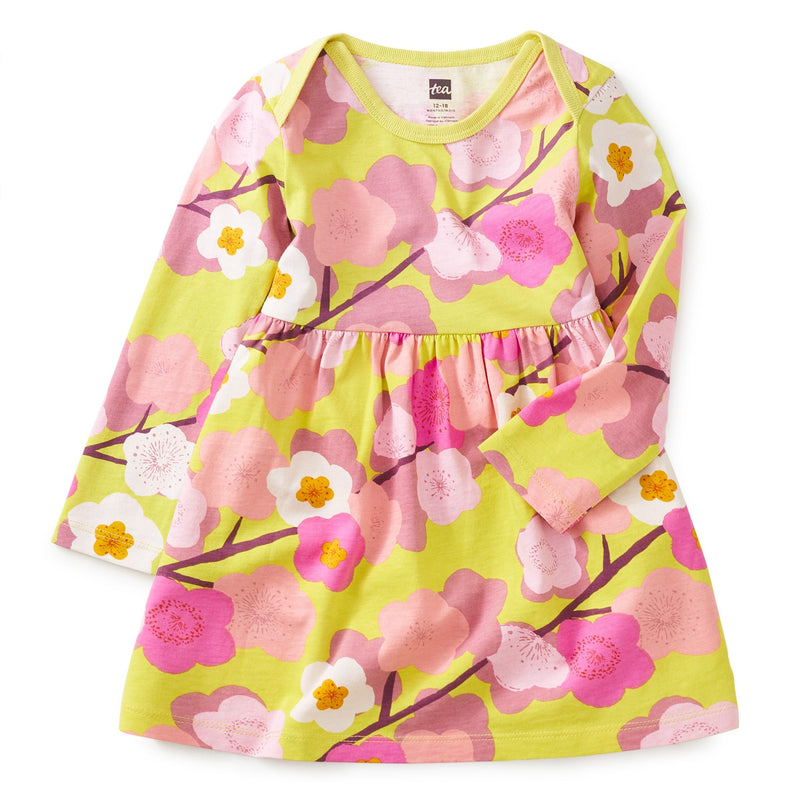 Long Sleeve Skirted Baby Dress, Cherry Blossoms