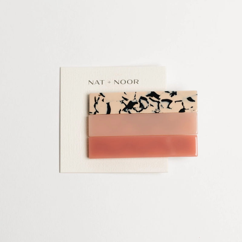 Nat + Noor, Flora Barrette Set in Rose