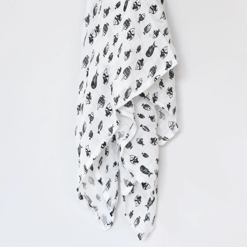 Organic Muslin Swaddle - Fishes